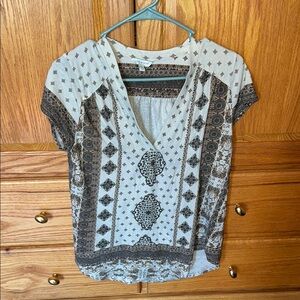 Lucky Brand Brown Graphic Relaxed Blouse